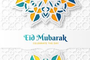Paper style eid mubarak with mandala