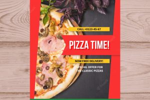 Photographic pizza poster template