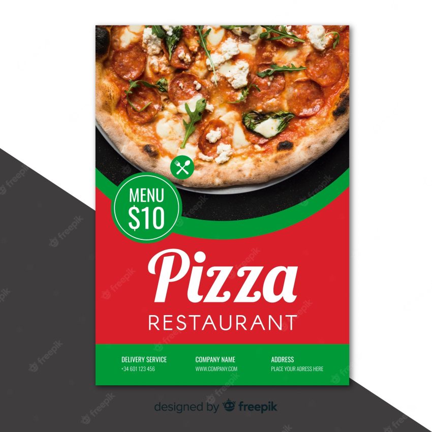 Photographic pizza restaurant flyer