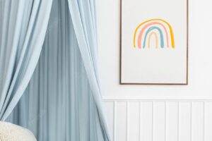 Picture frame mockup psd in a kids room