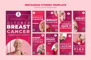 Pink breast cancer awareness instagram stories collection