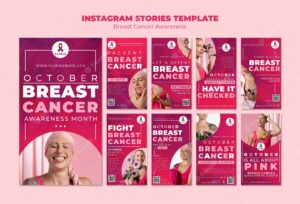 Pink breast cancer awareness instagram stories collection