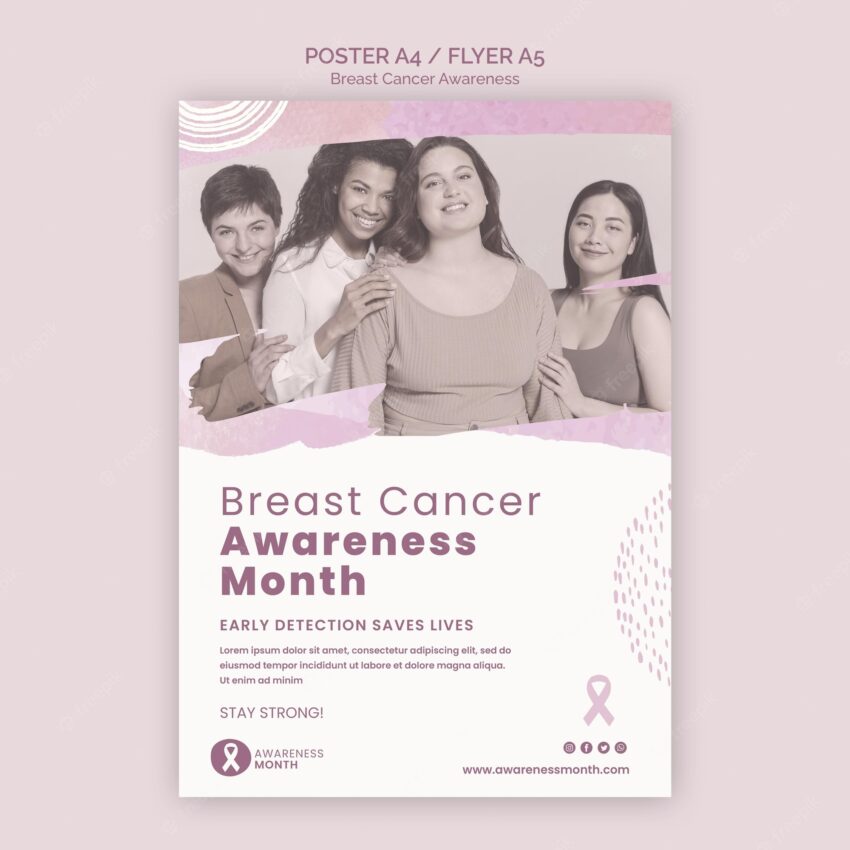 Pink breast cancer awareness month print template