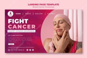 Pink breast cancer landing page template