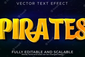 Pirates text effect, editable cartoon and comic text style
