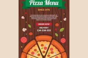 Pizza on table flyer template