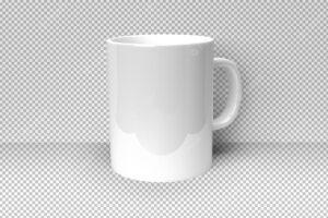 Plain white mug on transparent background