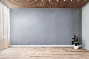 Plant in an empty room with gray wall mockup