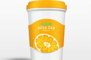 Plastic juice cup branding mockup