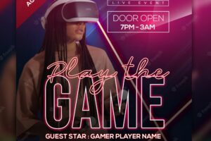 Play the game social media post flyer template design