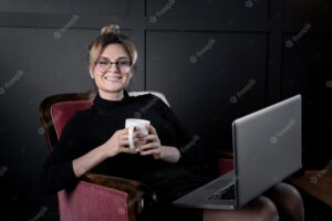 Portrait of confident businesswoman smiling
