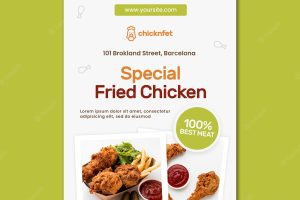 Poster template for fried chicken dish restaurant