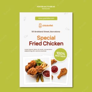 Poster template for fried chicken dish restaurant