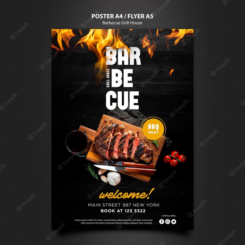 Poster template with barbeque
