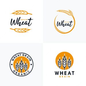 Premium grain flat vector logotype designs set