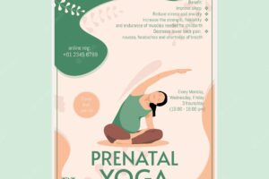 Prenatal yoga flyer template full vector