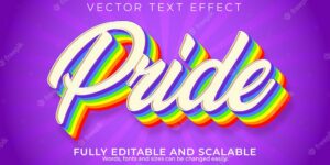 Pride retro, vintage text effect, editable 70s and 80s text style