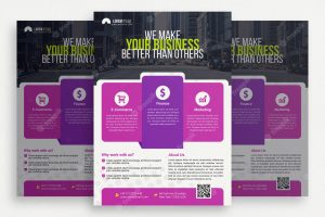 Purple and white business brochure