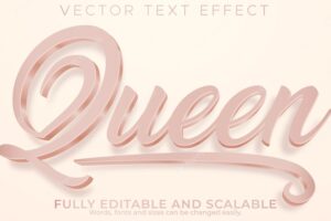 Queen royal text effect, editable light and soft text style