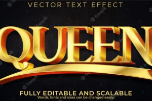 Queen text effect, editable royal and gold text style