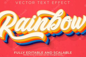 Rainbow text effect, editable vintage and script text style