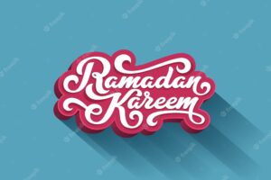 Ramadan kareem text 3d  lettering greeting card design template.