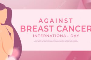 Realistic background international day against breast cancer on white square background