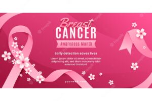 Realistic breast cancer awareness month horizontal banner template
