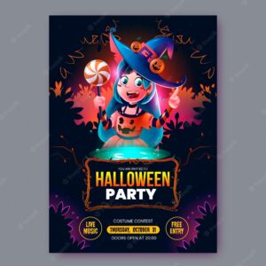 Realistic halloween party flyer template