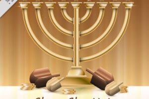 Realistic hanukkah background with candelabra