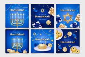 Realistic hanukkah instagram posts collection