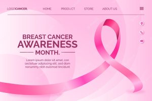 Realistic international day against breast cancer landing page template