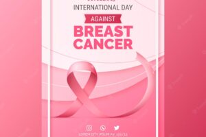 Realistic international day against breast cancer vertical poster template