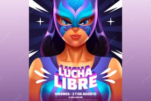 Realistic mexican wrestler poster design
