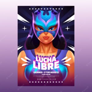 Realistic mexican wrestler poster design