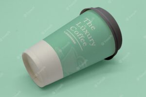 Realistic paper cup packaging mockup