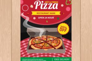 Realistic pizza restaurant flyer