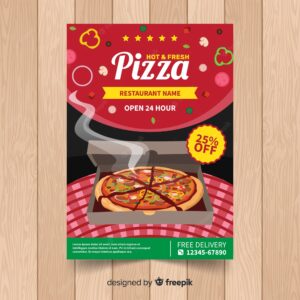 Realistic pizza restaurant flyer