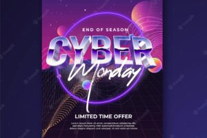 Realistic wavy cyber monday vertical poster template
