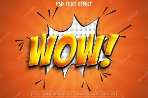 Realistic wow comic text effect