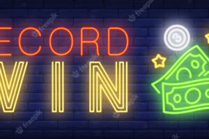 Record win neon sign
