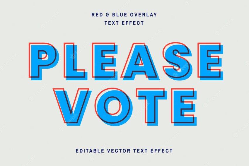 Red and blue overlay editable text effect template