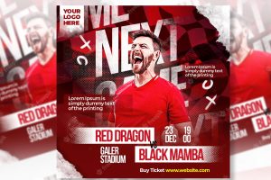 Red football sport with grunge effect social media banner template