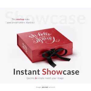Red gift box mock up
