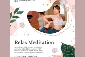 Relax meditation squared flyer template