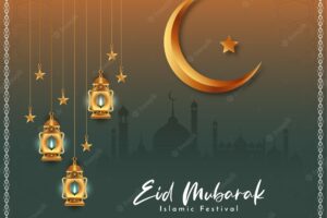 Religious muslim festival eid mubarak celebration background design vector