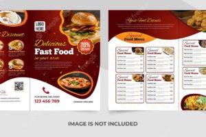 Restaurant bifold brochure fast food menu tasty template design