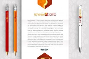Restaurant coffee letter and pencils logo set