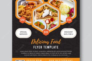 Restaurant flyer and menu design concept with photo