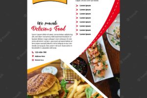 Restaurant flyer template with photo free vector